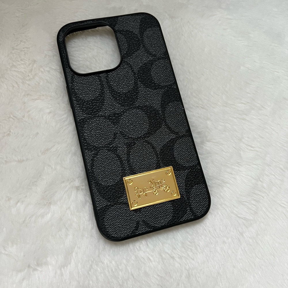 Coach Signature Black and Gold Phone Case - Picture 2 of 5